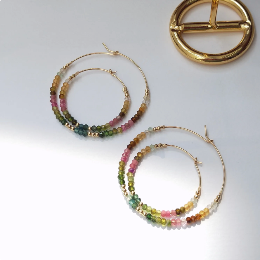 Rainbow Tourmaline Hoop